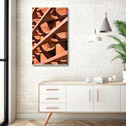 «Оранжевые балконы» в интерьере комнаты в скандинавском стиле над тумбой
