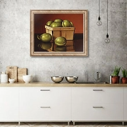 «A Basket of Plums,» в интерьере современной кухни над раковиной