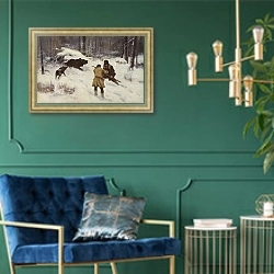 «At the Bear's Den, 19th Century» в интерьере в классическом стиле с зеленой стеной