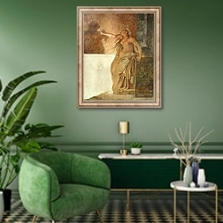 «Sorrow» в интерьере гостиной в зеленых тонах