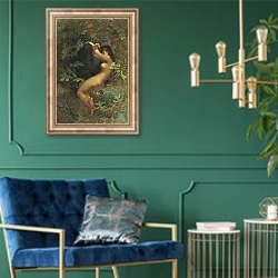 «Ева с гранатом. 1881» в интерьере в классическом стиле с зеленой стеной