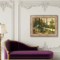 «Forest View near Barbizon» в интерьере в классическом стиле над банкеткой