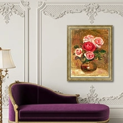 «Roses in a pot» в интерьере в классическом стиле над банкеткой