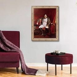 «Napoleon after his Abdication» в интерьере гостиной в бордовых тонах