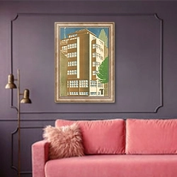 «Blumenhof» в интерьере гостиной с розовым диваном
