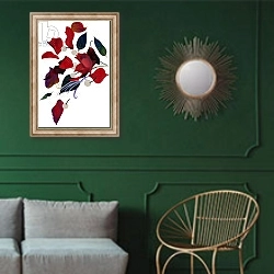 «Flowers that image Christmas,» в интерьере классической гостиной с зеленой стеной над диваном