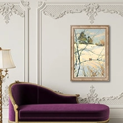 «Winter Scene from Skansen» в интерьере в классическом стиле над банкеткой