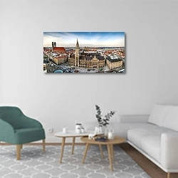 «Германия. Мюнхен. Панорама» в интерьере современной гостиной в светлых тонах