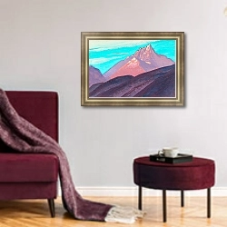 «Гималаи 2» в интерьере гостиной с розовым диваном