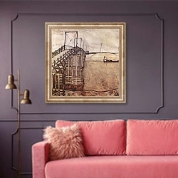 «Мост 8» в интерьере гостиной с розовым диваном