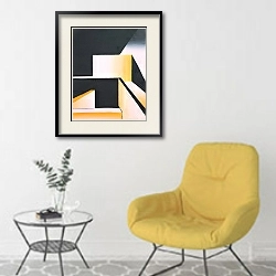 «Sun and shadow» в интерьере комнаты в скандинавском стиле с желтым креслом