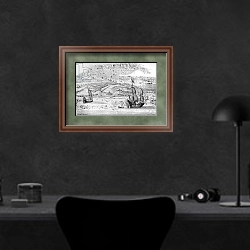 «View of Panama» в интерьере кабинета в черных цветах над столом
