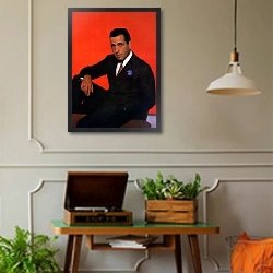 «Bogart, Humphrey 6» в интерьере комнаты в стиле ретро с проигрывателем виниловых пластинок