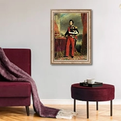 «Louis-Philippe I, King of France» в интерьере гостиной в бордовых тонах