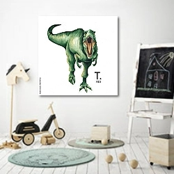 «Акварельный тираннозавр» в интерьере детской комнаты для мальчика с самокатом