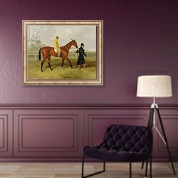 «Sir Tatton Sykes Leading in the Horse 'Sir Tatton Sykes', with William Scott Up, 1846» в интерьере в классическом стиле в фиолетовых тонах