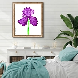 «Пурпурный ирис» в интерьере спальни в стиле прованс с голубыми деталями