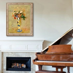 «Flowers in a Painted Vase» в интерьере классической гостиной над камином