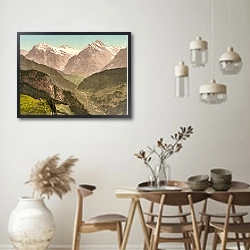 «Швейцария. Горы Веттерхорн и Шрекхорн» в интерьере столовой в стиле ретро