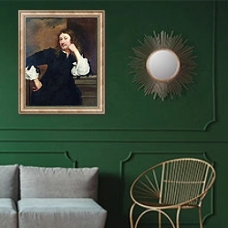 «Портрет Лукаса Фейдхербе» в интерьере классической гостиной с зеленой стеной над диваном