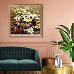 «Lilies in Melbourne gardens» в интерьере классической гостиной над диваном