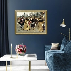 «Приезд царей Петра и Иоанна» в интерьере в классическом стиле в синих тонах
