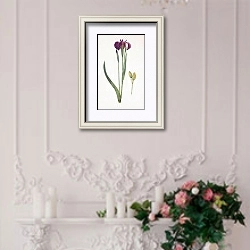«Iris setosa» в интерьере в стиле прованс над камином с лепниной