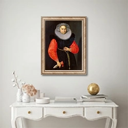 «Portrait of a Woman, 1600» в интерьере в классическом стиле над столом