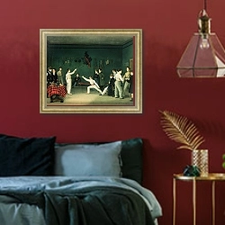 «A Fencing Scene, 1827» в интерьере спальни с акцентной стеной