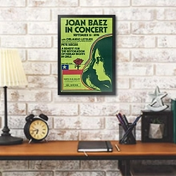 «Joan Baez in concert, September 10 ;» в интерьере кабинета в стиле лофт над столом
