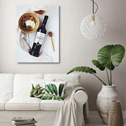 «Вино и хлопья с медом» в интерьере светлой гостиной в скандинавском стиле над диваном