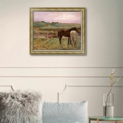 «Лошади на лугу 2» в интерьере в классическом стиле в светлых тонах