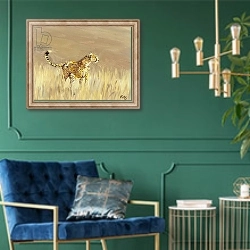 «Cheetah study 1, 2015» в интерьере в классическом стиле с зеленой стеной