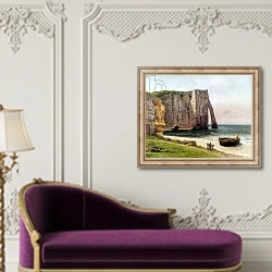 «The Cliffs at Etretat, 1869» в интерьере в классическом стиле над банкеткой