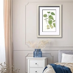 «Green-flowered Clematis» в интерьере спальни в стиле прованс с синими деталями