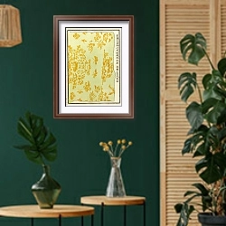 «Chinese prints pl.40» в интерьере в этническом стиле с зеленой стеной
