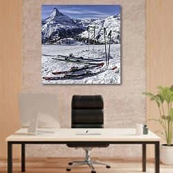«Лыжи и палки» в интерьере офиса начальника