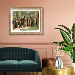 «The barons swear to achieve their liberties» в интерьере классической гостиной над диваном