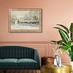 «Сорока» в интерьере классической гостиной над диваном