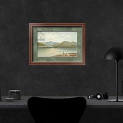 «The Ardgower Mountains from Ballachulish» в интерьере кабинета в черных цветах над столом