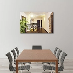 «Современная отделка коридора » в интерьере конференц-зала над столом для переговоров