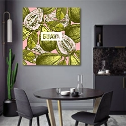 «Плоды гуавы» в интерьере современной кухни в серых цветах