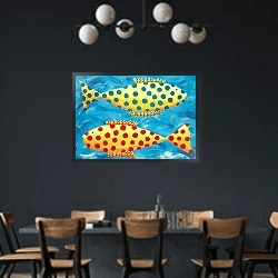 «Spotty Fish, 1998» в интерьере кухни в стиле прованс над столом с завтраком