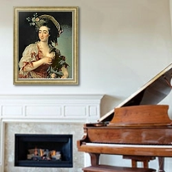 «Portrait of Anna Davia-Bernucci, 1782 1» в интерьере классической гостиной над камином