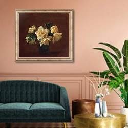 «Yellow Roses» в интерьере классической гостиной над диваном