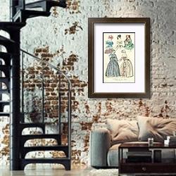 «Fashions for June 1846 №2 1» в интерьере двухярусной гостиной в стиле лофт с кирпичной стеной