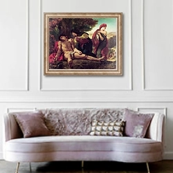 «St. Sebastian, 1836» в интерьере гостиной в классическом стиле над диваном