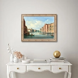 «Venice, a view of the Grand Canal with Palazzo Cavalli-Franchetti and Palazzo Barbaro» в интерьере в классическом стиле над столом