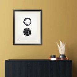 «The circles. Rings 8» в интерьере светлой минималистичной спальне над кроватью