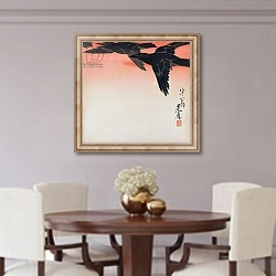 «Crows in flight in a red sky» в интерьере столовой в классическом стиле